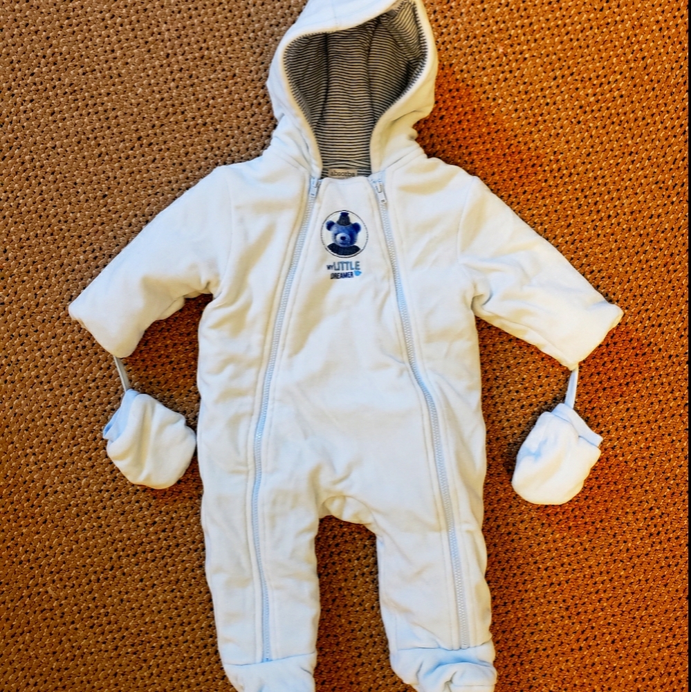 Size 3-6 Months Light Blue Velour Snowsuit